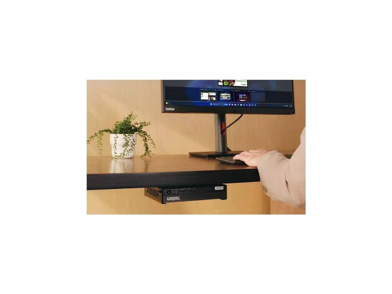 Alt View 3. Lenovo - Lenovo ThinkCentre M75q Gen 5 - AMD Ryzen 5 PRO 8500GE - 8 GB - 256 GB SSD - Tiny - Black - Windows 11 Pro - Black.