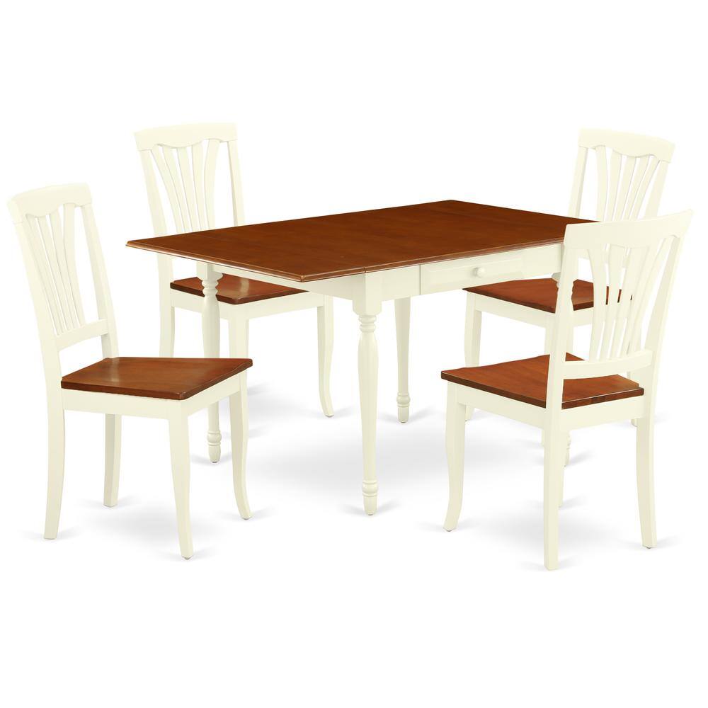 Front. East West Furniture - Dining Room Set Buttermilk & Cherry - Brown.