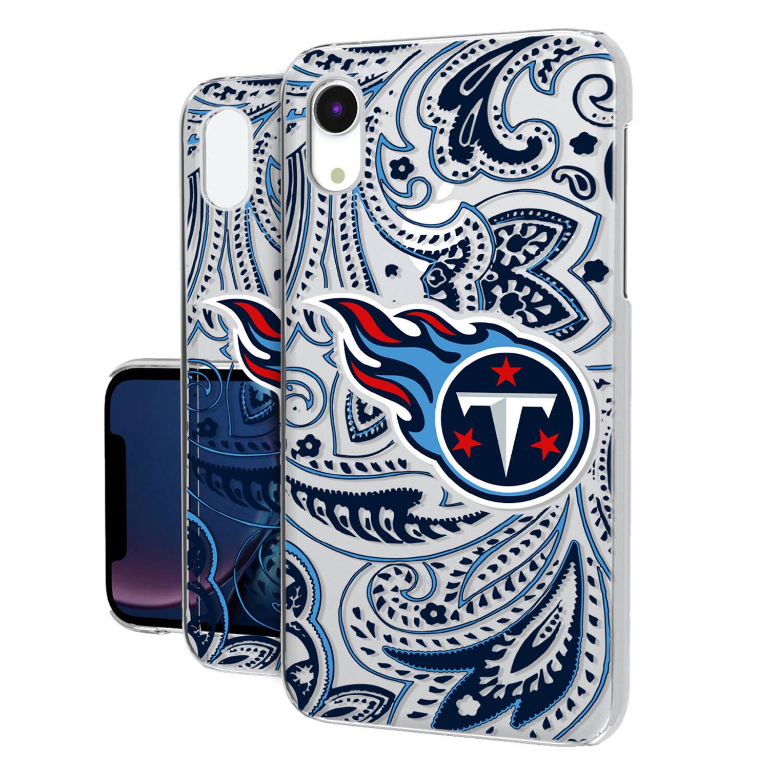 Front. Keyscaper - Tennessee Titans iPhone Clear Paisley Design Case - 16 Pro - Multicolor.