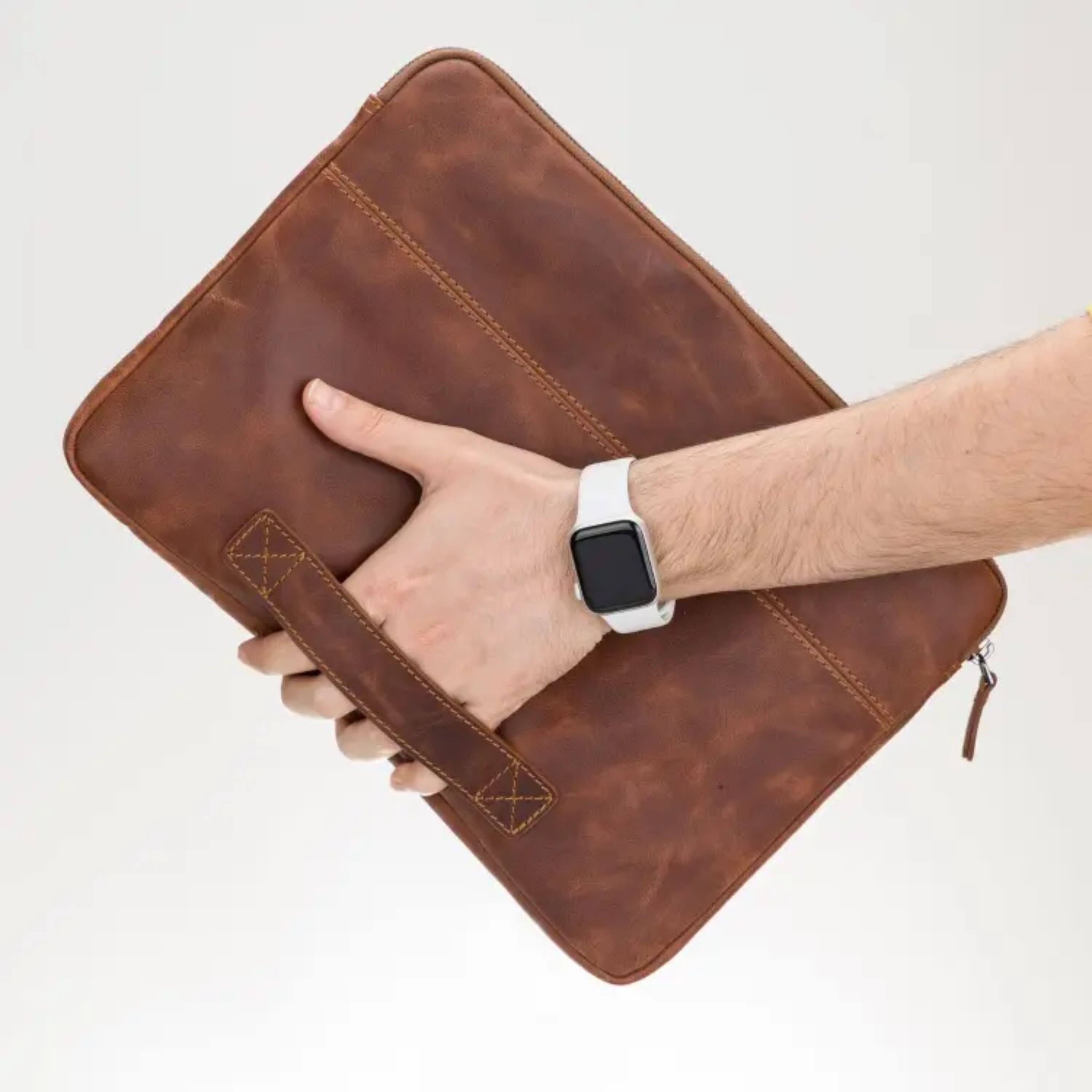 Alt View 1. Kitcheniva - 16" Leather Tablet Case Sleeve For iPad MacBook Tiguan Brown - Tiguan Brown.