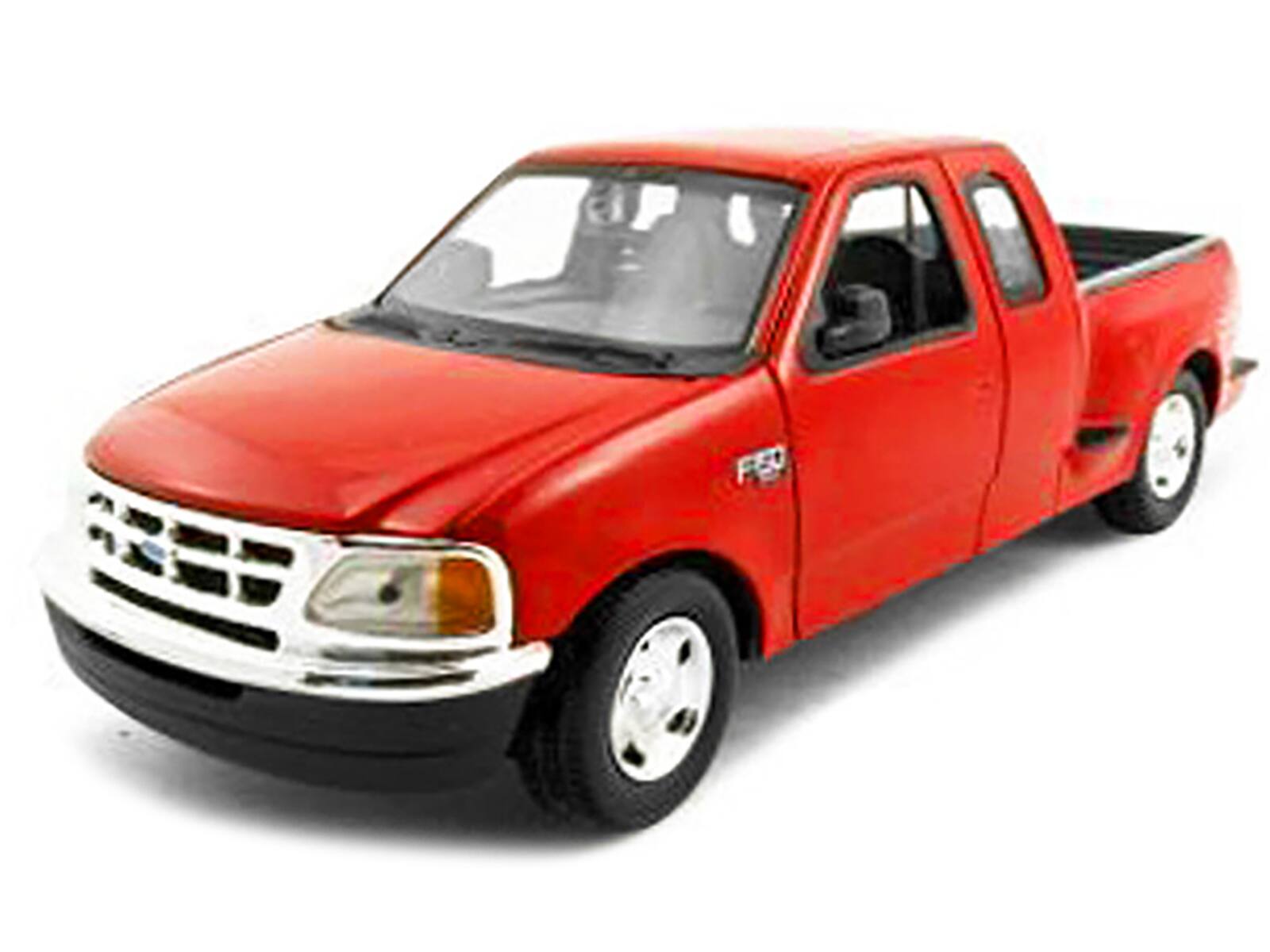 Angle. Motormax - 2001 Ford F-150 XLT Flareside Supercab Pickup Truck Red 1/24 Diecast Model Car by Motormax - Red.