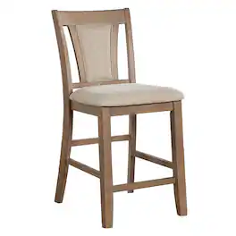 Manhattan Lane - Mana 26 Inch Counter Height Chair, Set of 2, Beige Fabric - Brown, Beige