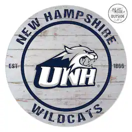 Jardine - New Hampshire Wildcats 20'' x 20'' Indoor/Outdoor Weathered Circle Sign - White