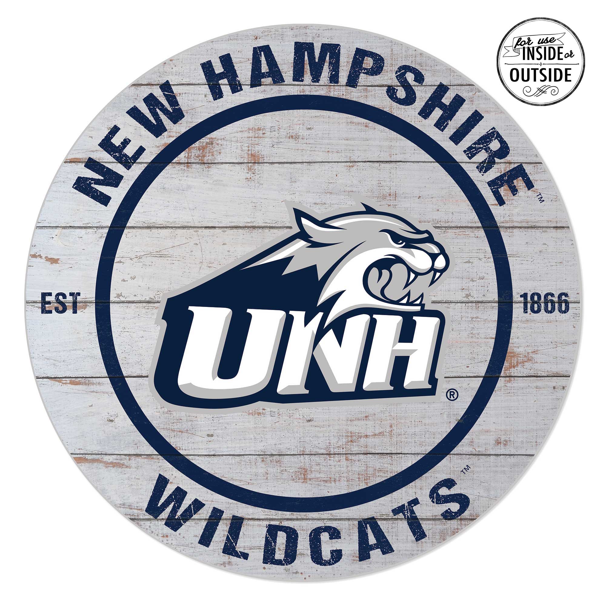New Hampshire Wildcats 20'' x 20'' Indoor/Outdoor Weathered Circle Sign