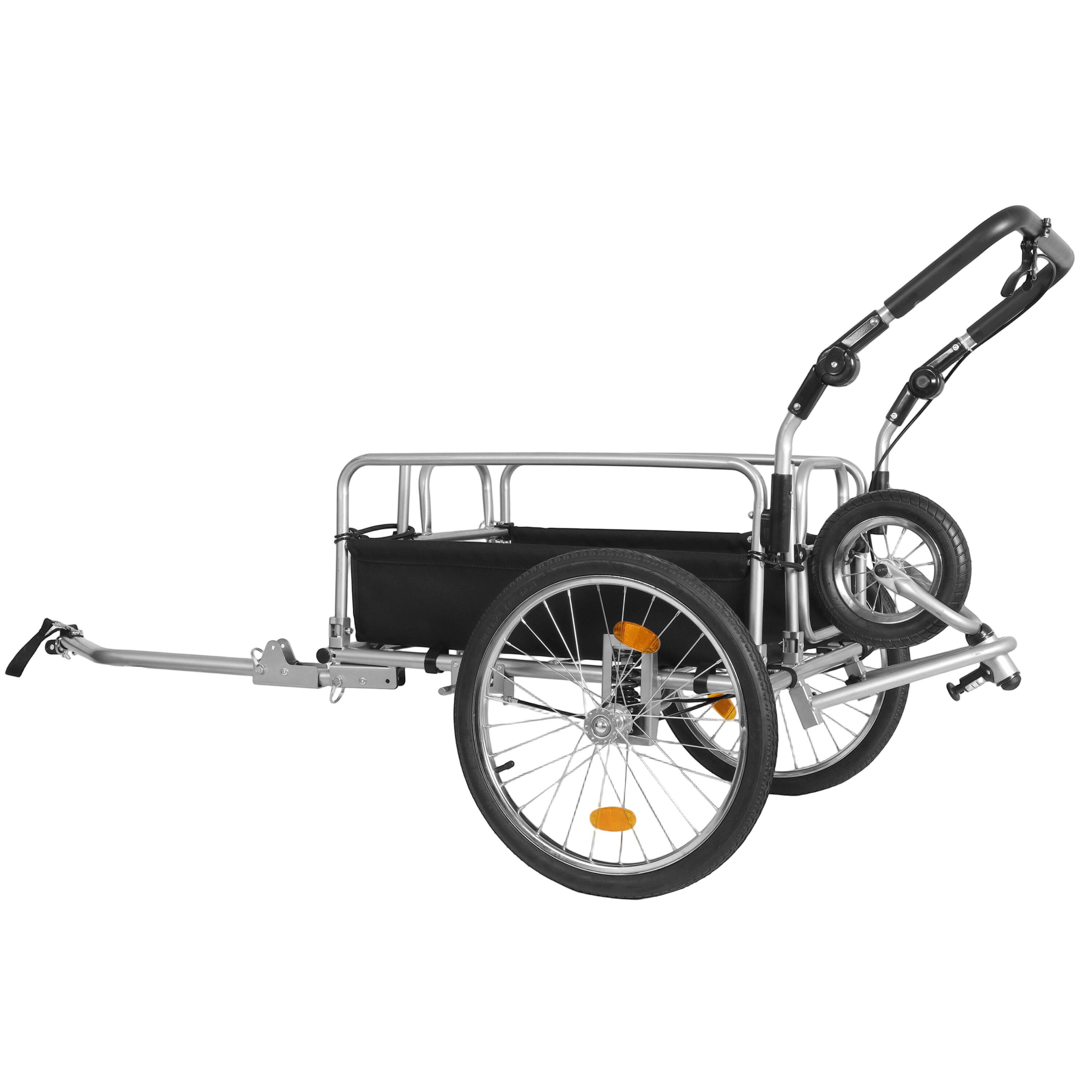 Alt View 2. APRILSOUL - 3-in-1 Heavy-Duty Bike Cargo Trailer E-Bike Compatible Steel Frame 110lb Capacity Convertible Stroller and Pull Cart - Black+ Gray.