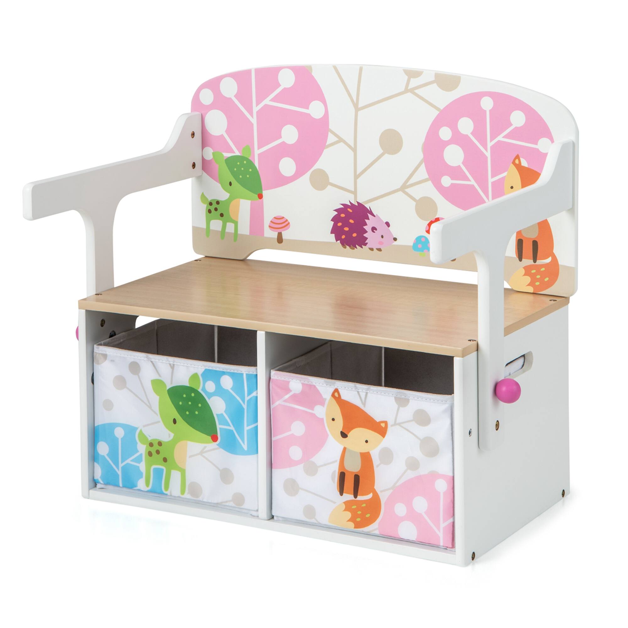 Alt View 9. Costway - Costway 3 in 1 Kids Convertible Activity Bench Children Table & Chair Set with 2 Bins - White.