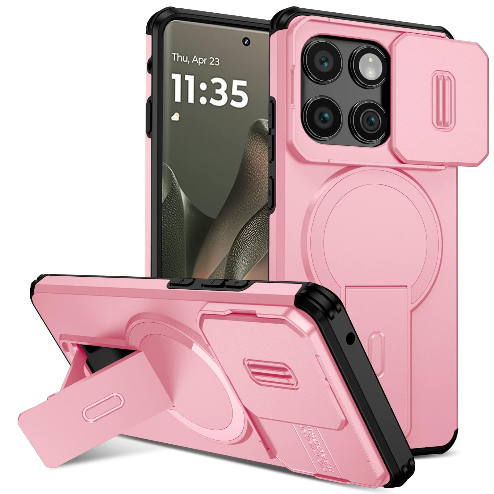 UUCOVER - Magnetic Case for Motorola Edge (2025) Shockproof TPU+PC Case Compatible with Mag Safe Stand Sliding Camera Cover - Pink price history on PriceWatchPro