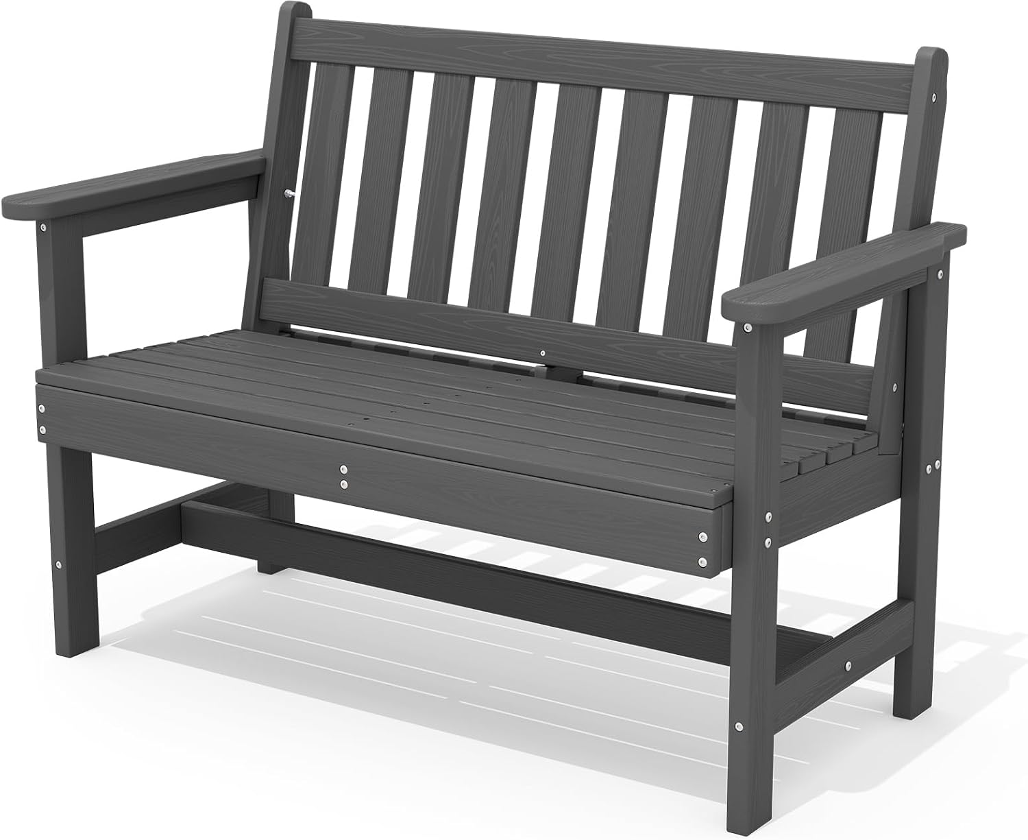 Front. SERWALL - SERWALL HDPE Outdoor Bench, 660 lbs Weight Capacity Weatherproof Porch Bench for Garden Park, Grey - Grey.