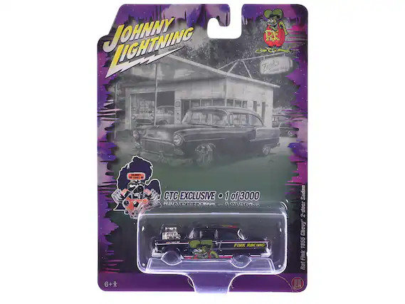 JOHNNY LIGHTNING
Fink's Speed Shop
CTC EXCLUSIVE • 1 of 3000
Rat Fink 1955 Chevy 2-door Sedan
FINK RACING
6+