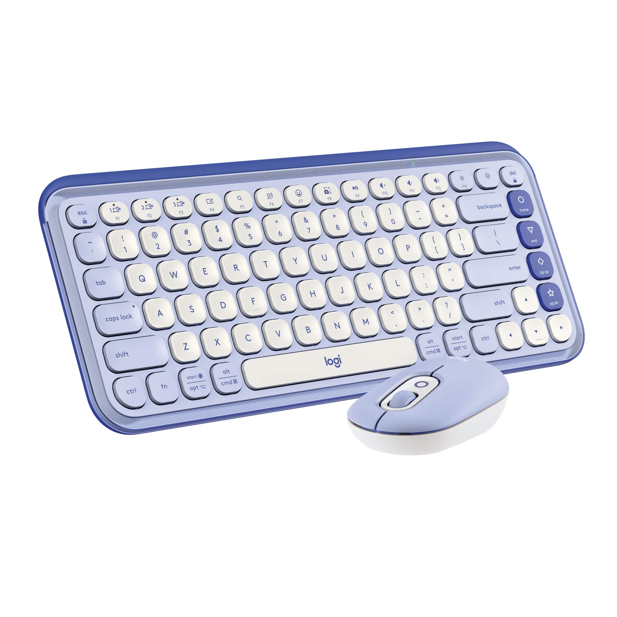 Logitech - POP ICON COMBO Compact TKL Wireless Bluetooth Keyboard and Mouse Bundle with Programmable Quiet Keys and Buttons - Lilac & Off-White - Front_Zoom
