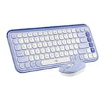 Logitech - POP ICON COMBO Compact TKL Wireless Bluetooth Keyboard and Mouse Bundle with Programmable Quiet Keys and Buttons - Lilac & Off-White