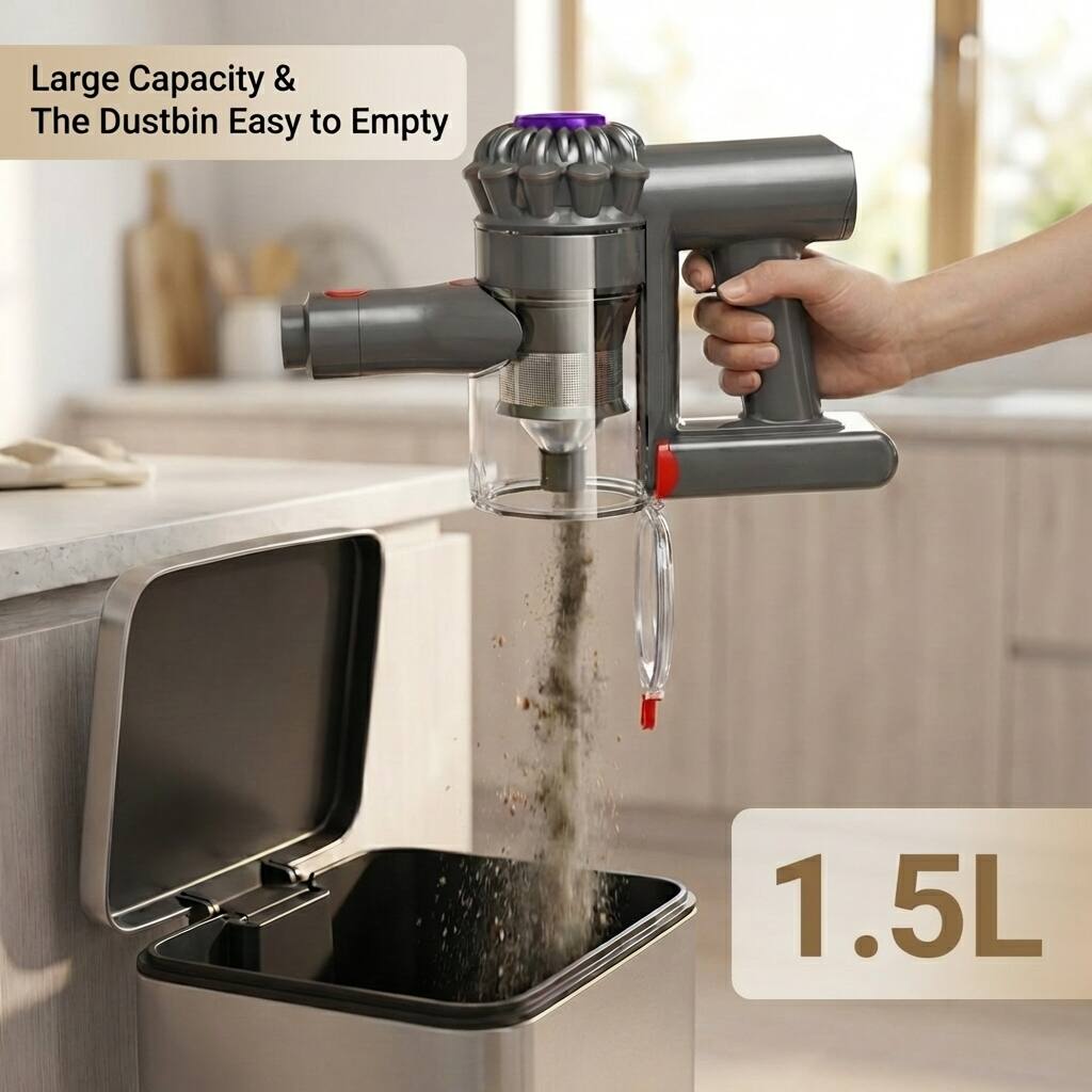 Large Capacity & The Dustbin Easy to Empty  
1.5L