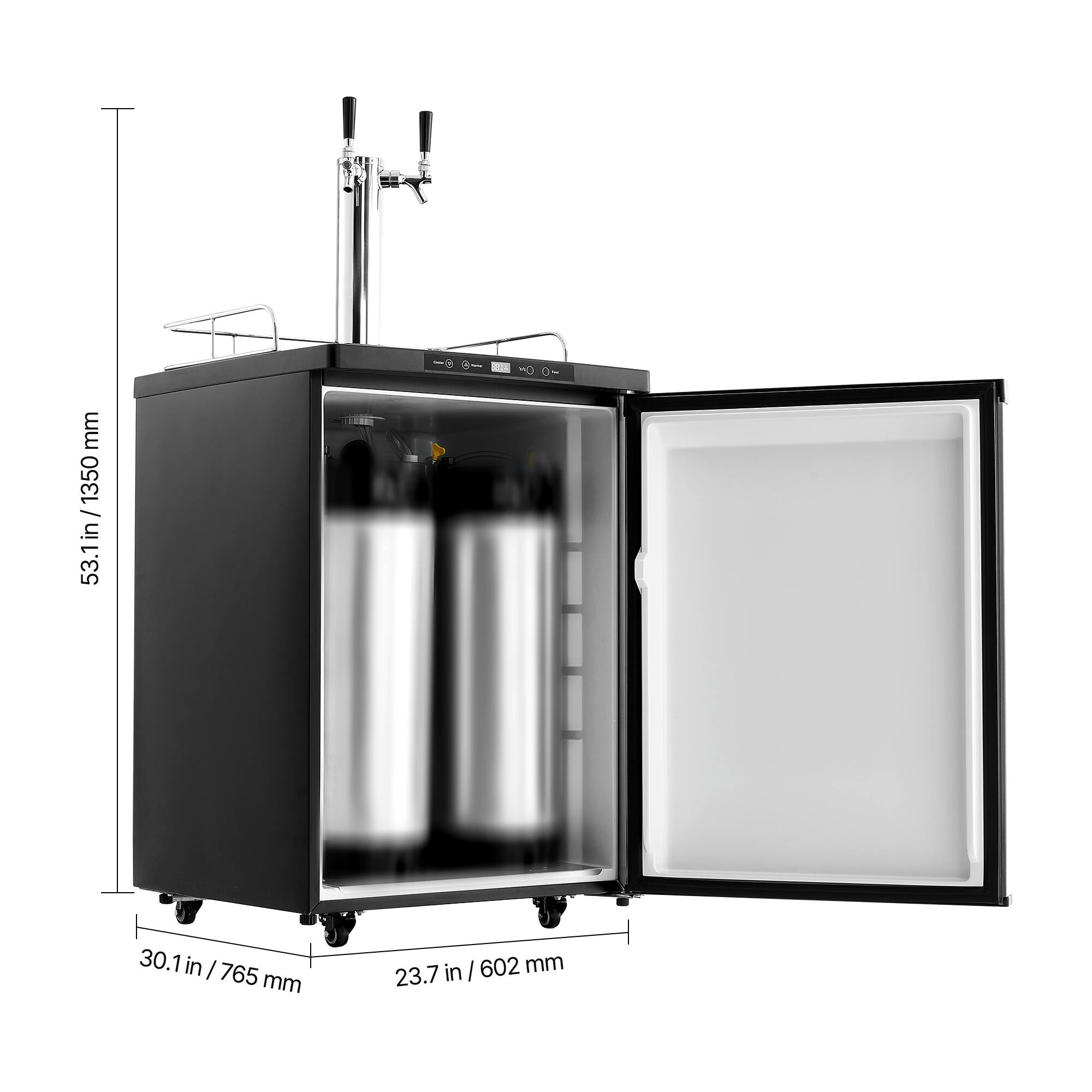 - Height: 53.1 in / 1350 mm
- Width: 30.1 in / 765 mm
- Depth: 23.7 in / 602 mm