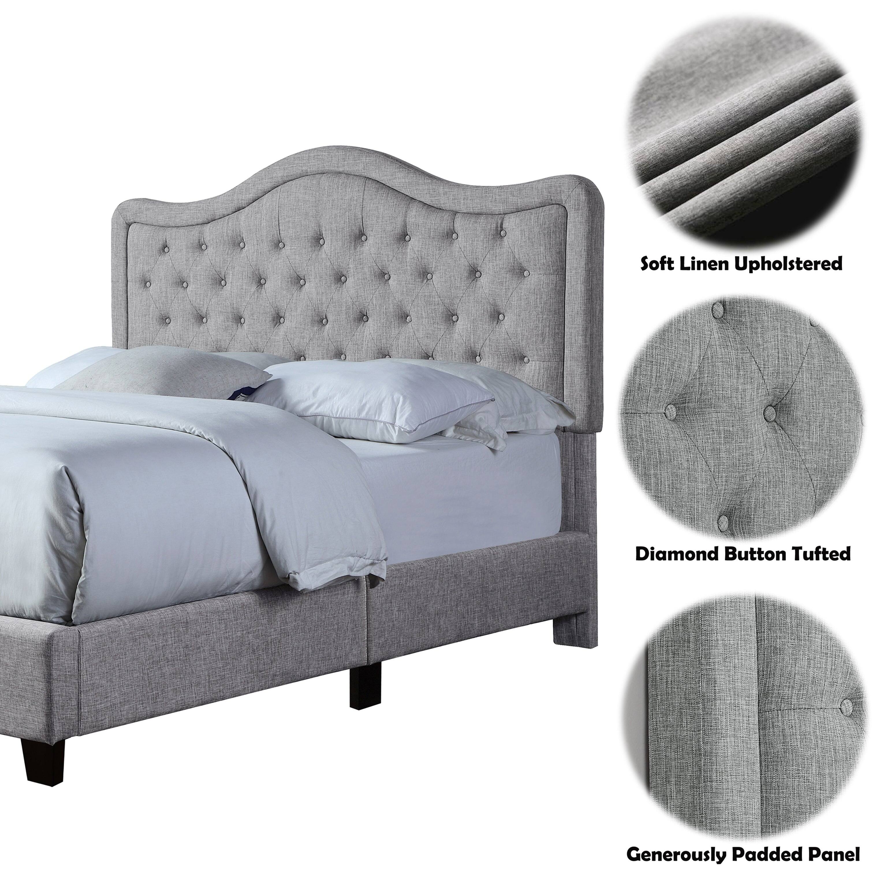 Soft Linen Upholstered  
Diamond Button Tufted  
Generously Padded Panel