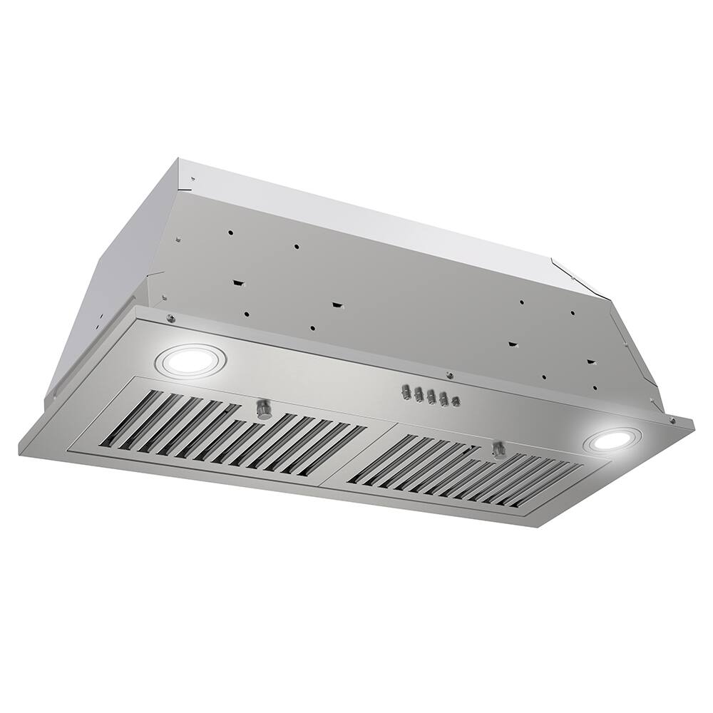 Alt View 1. Streamline - 28 in. Loreto Convertible Insert 350 CFM Range Hood, Baffle Filters, Push Button Control, LED Lights - Brushed Stainless Steel.