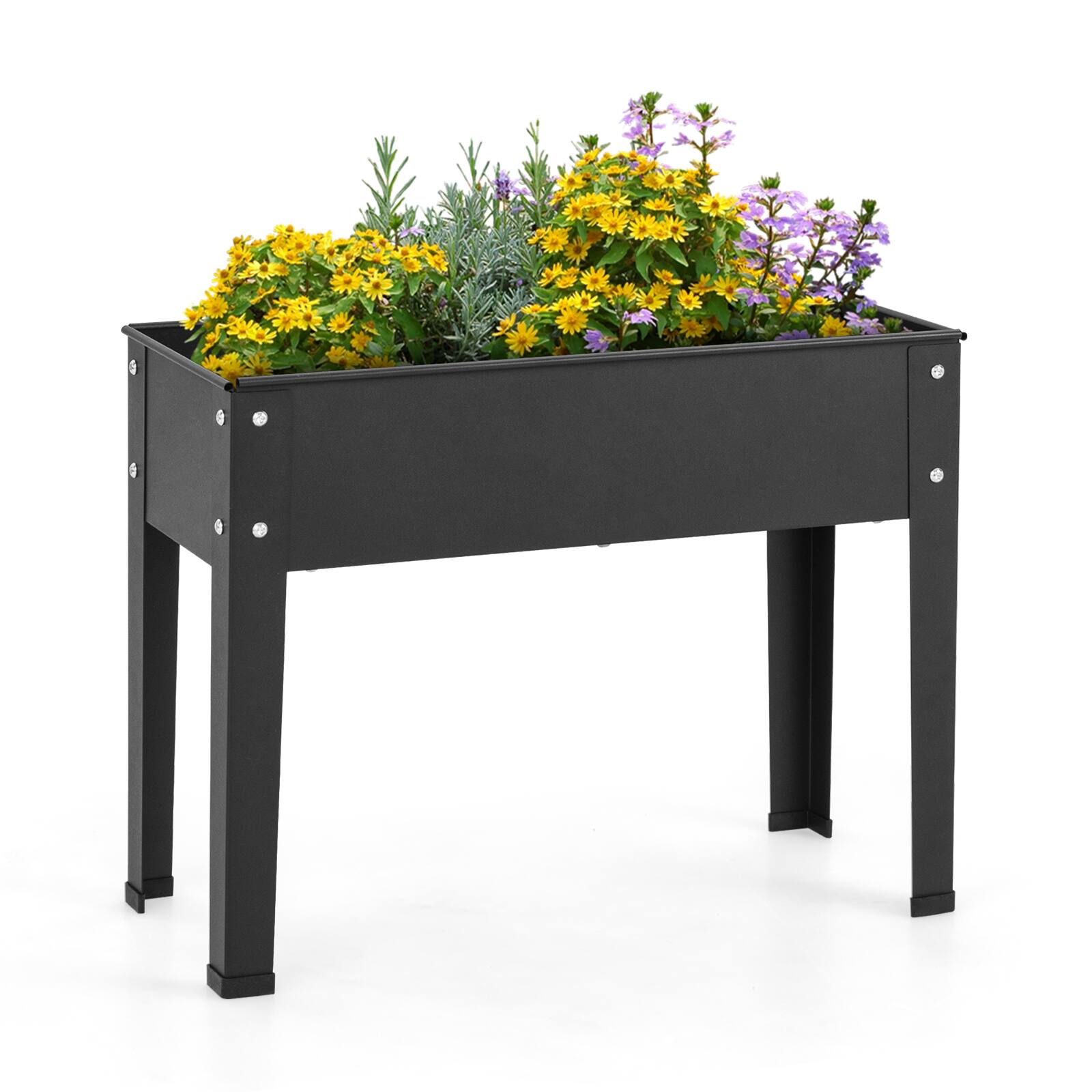 Ecooso - Metal Raised Garden Bed with Legs and Drainage Hole, 24 x 11 x 18 in