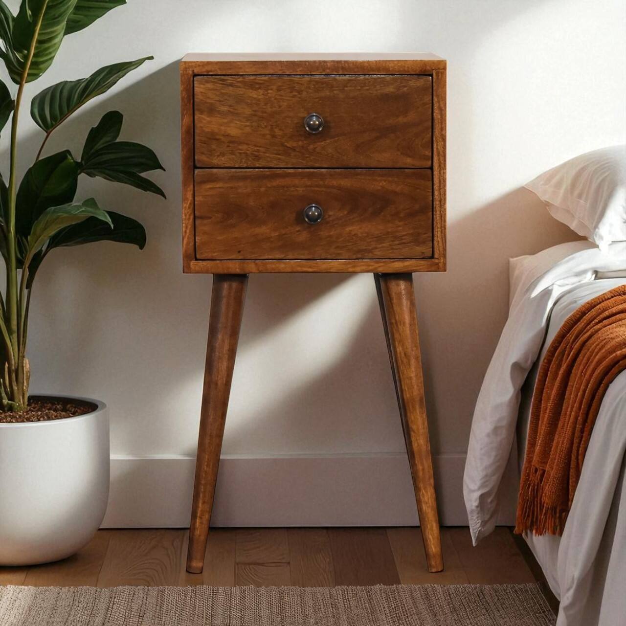 Alt View 5. Artisan Furniture - Artisan Furniture Solid Wood Mini 2 Drawer Chestnut Nightstand - Chestnut.