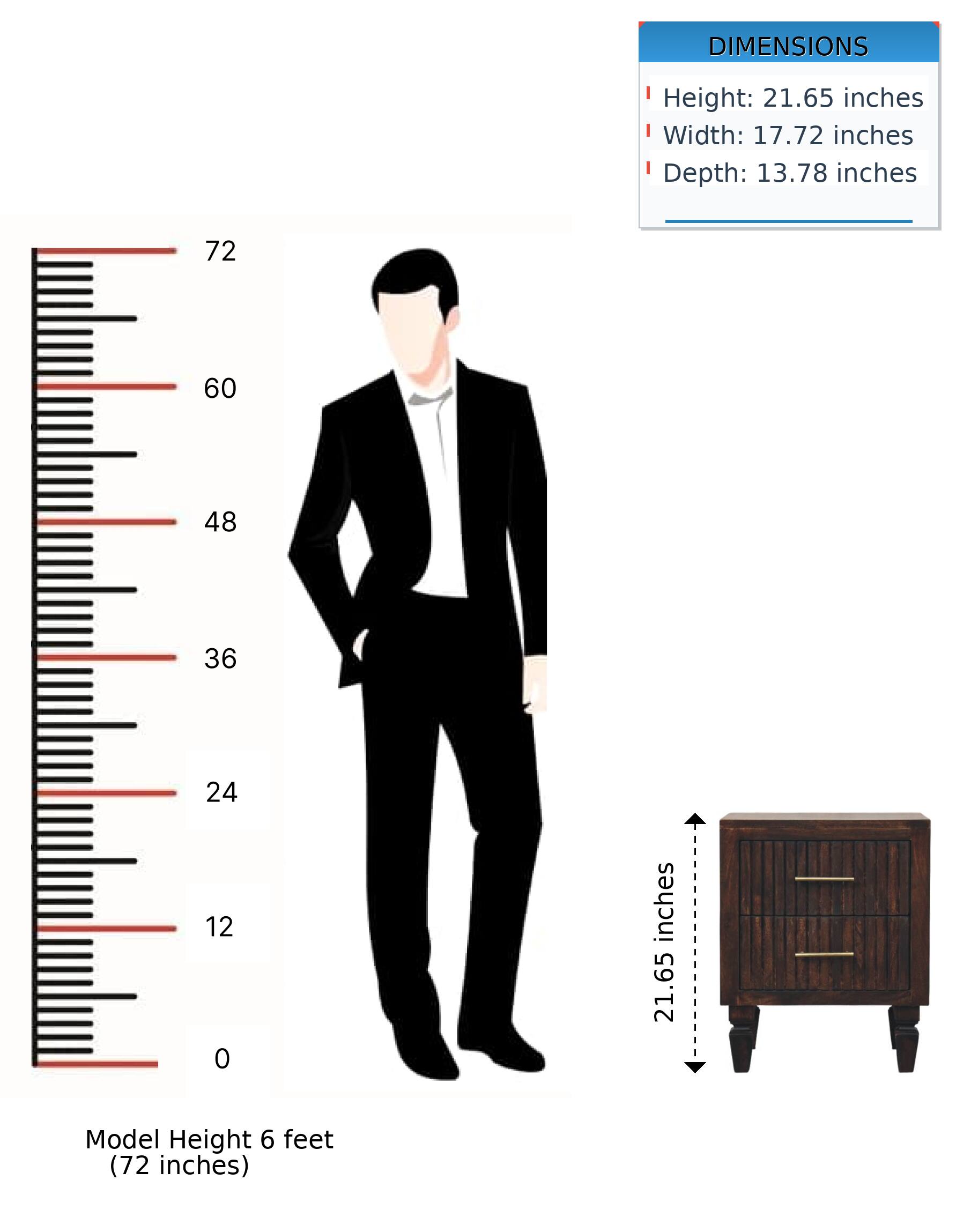 DIMENSIONS  
Height: 21.65 inches  
Width: 17.72 inches  
Depth: 13.78 inches  

Model Height 6 feet (72 inches)