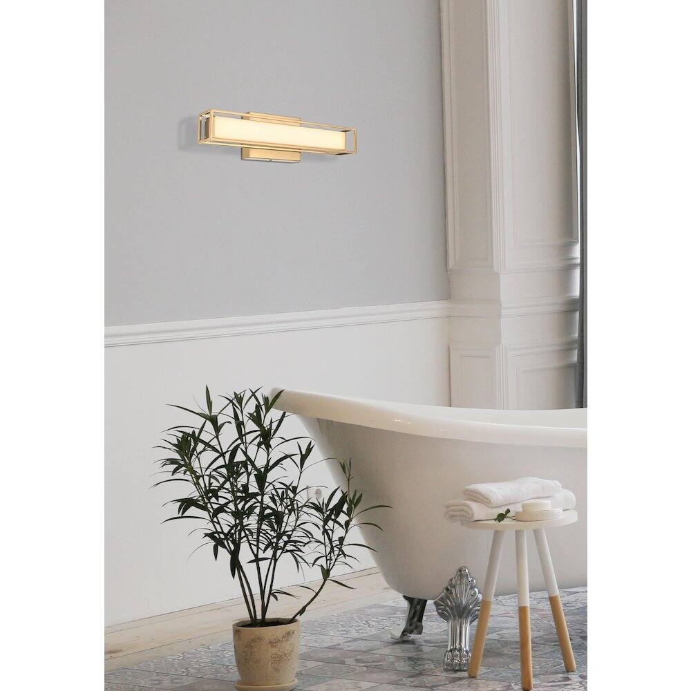 Alt View 5. Living District - Aden 16 Inch Led Wall Sconce In Satin Gold - Satin Gold.