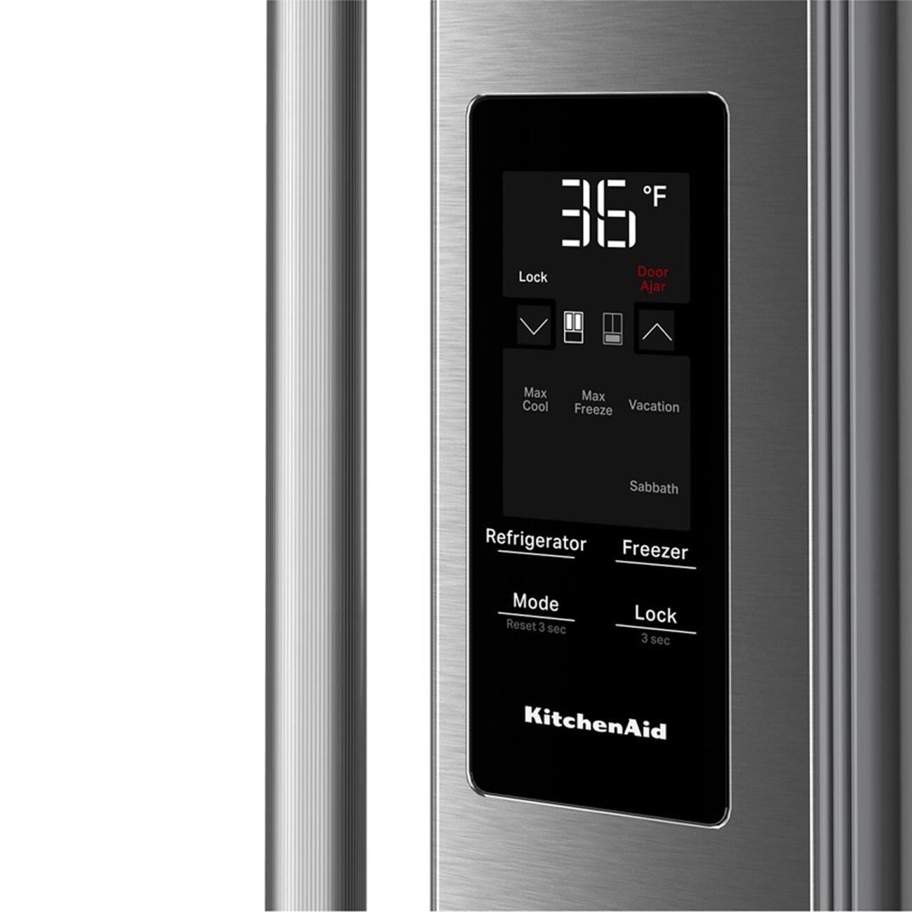 F B6 Lock Door Ajar Max Cool Max Freeze Vacation Sabbath Refrigerator Freezer Mode Reset 3 sec Lock 3 sec KitchenAid