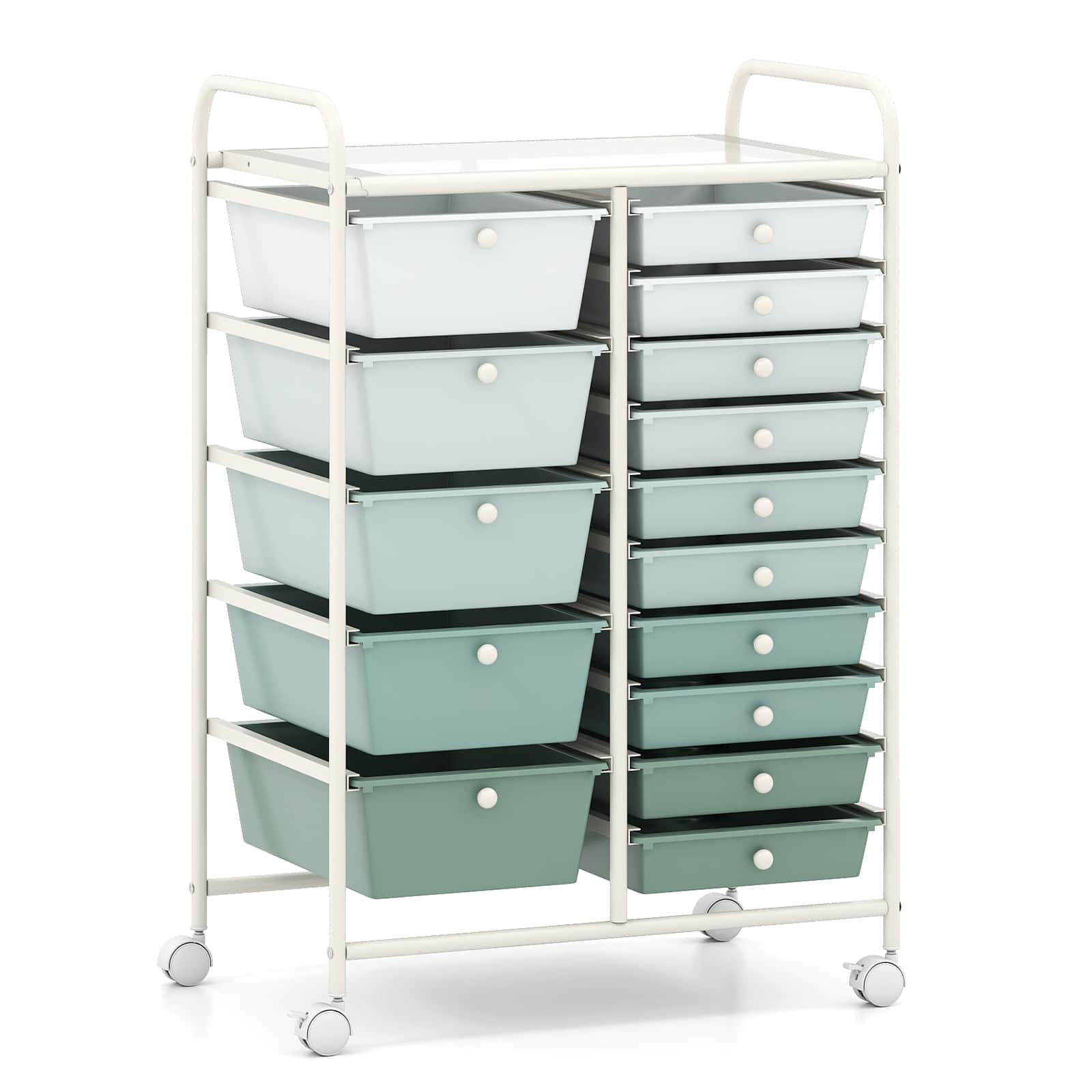Gymax - 15-Drawer Rolling Storage Cart Mobile Cart w/ Colorful Drawers & Metal Frame Gradient Green - Hot Pink, Green price history on PriceWatchPro