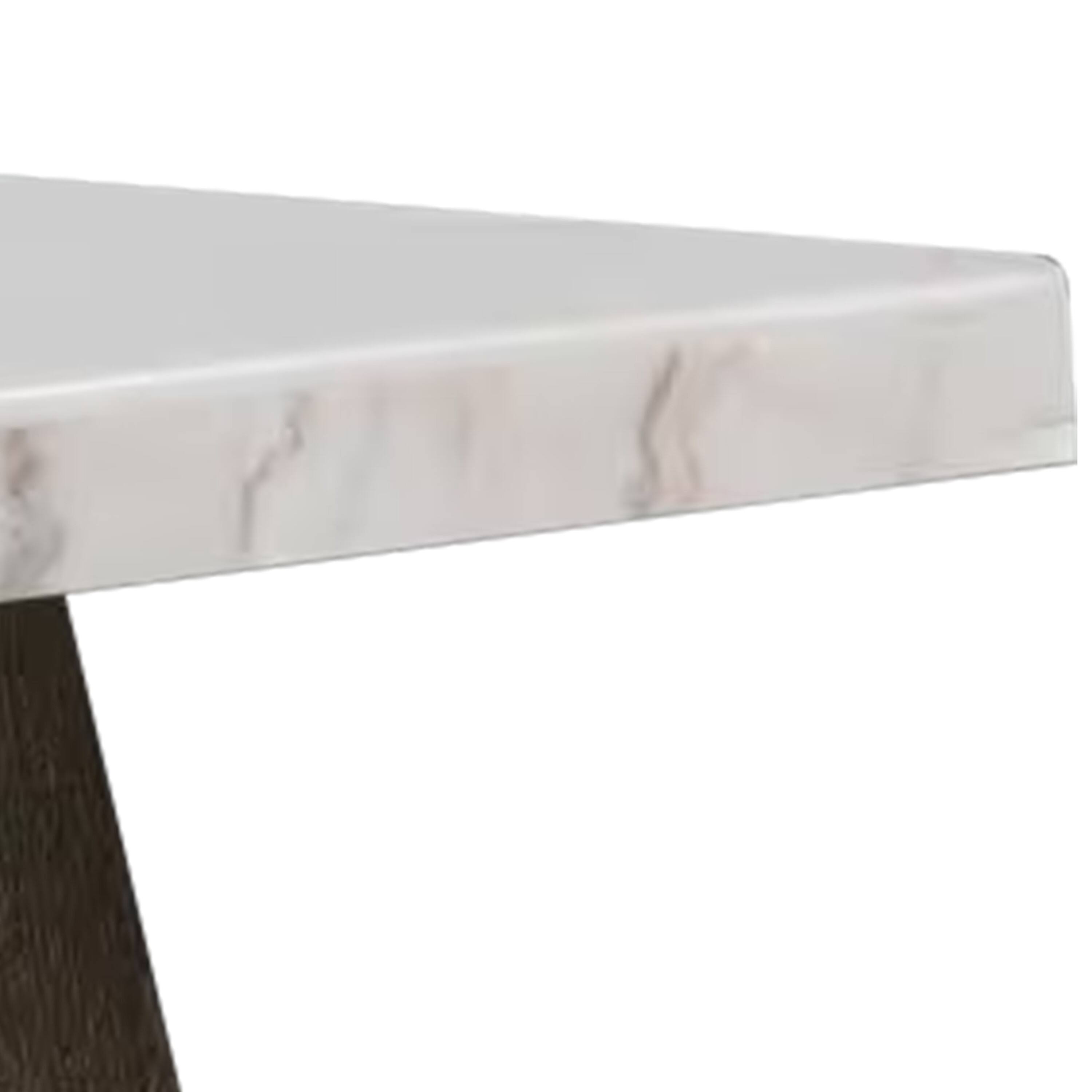 Alt View 1. Manhattan Lane - Asten Side End Table, 22 Inch, Square White Marble Top - Dark Walnut Brown, White.