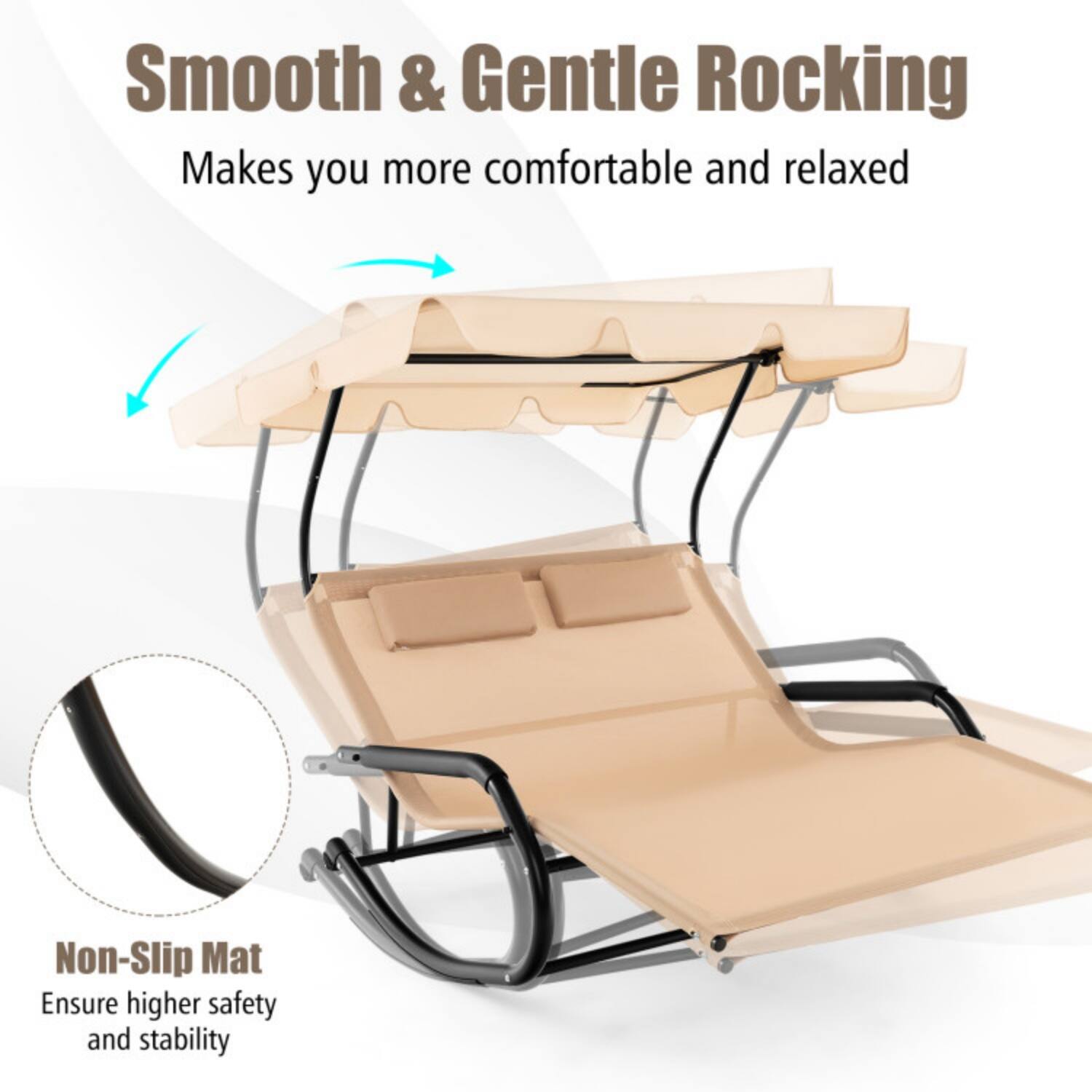 Smooth & Gentle Rocking  
Makes you more comfortable and relaxed  

Non-Slip Mat  
Ensure higher safety and stability