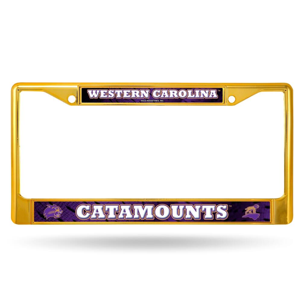 Western Carolina Catamounts Chrome Metal (Gold Painted) License Plate Frame