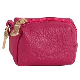 PoisePup - Fancy Handmade Genuine Leather Dog Waste Bag Holder for Girl & Boy Puppies - Pink