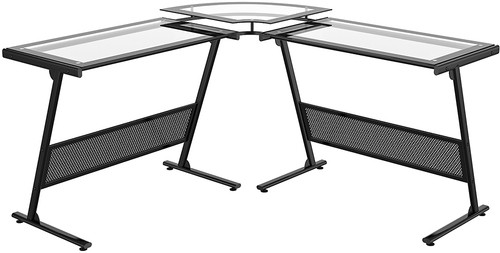  Z-Line Designs - Delano Glass &quot;L&quot; Computer Desk - Black, Clear