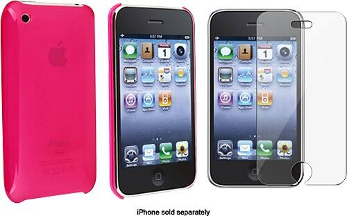 Angle Standard. eForCity - Bundle Slim-Fit Snap-On Case for Apple® iPhone® 3G and 3GS - Clear Hot Pink.