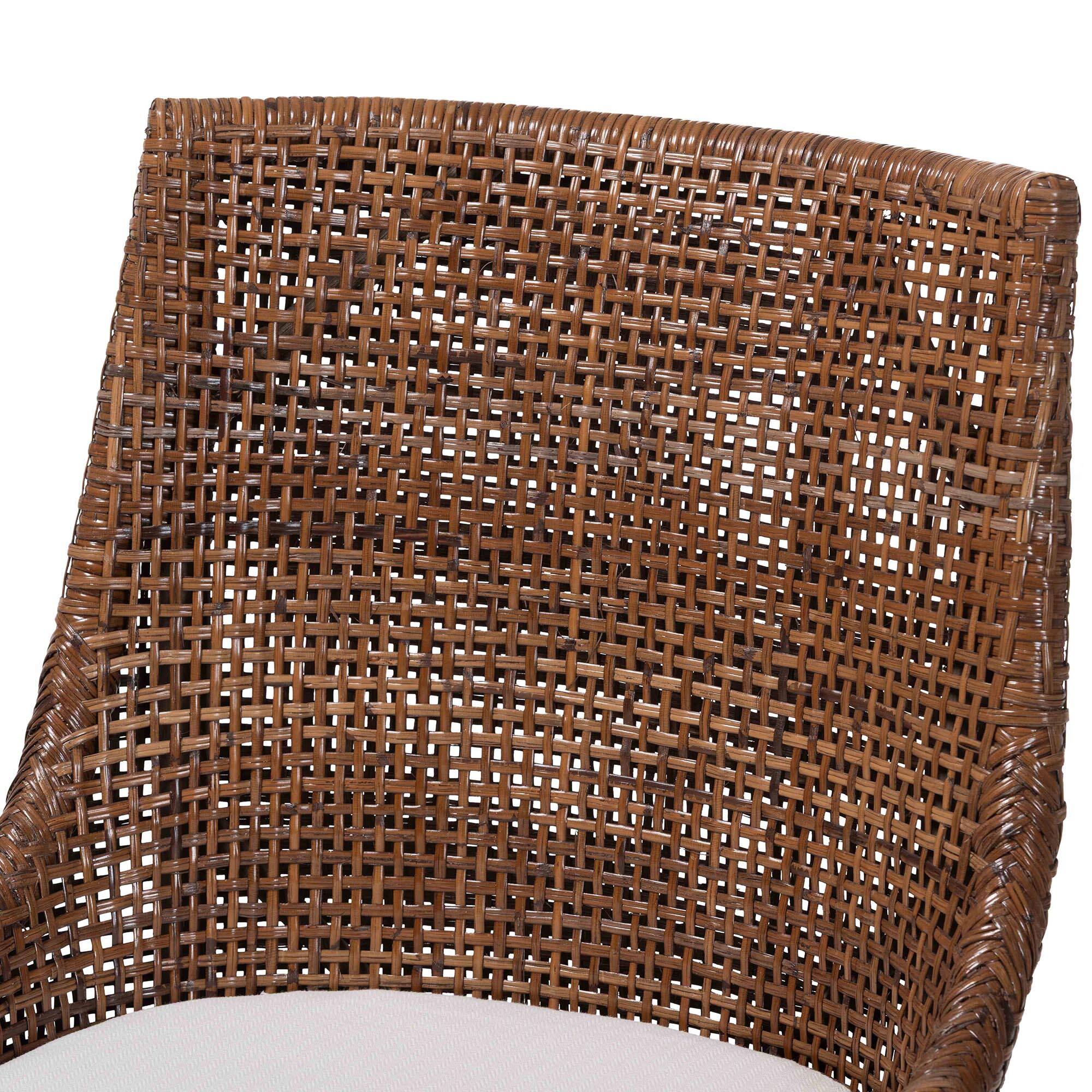 Alt View 1. bali & pari - Bella Swivel Rattan Counter Stool with Cushion - Handwoven Wicker Kitchen Island Seating with Backrest and Footrest - Coffee Bean.
