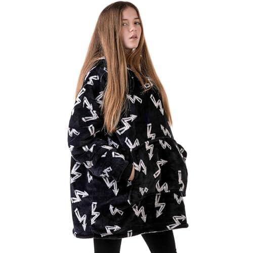 Front. Pacoar Cade - Sports Blanket Hoodie Men & Oversized Wearable Teens Adults Soccer Basketball For STYLISH WEARABLE BLANKET FOR& TEENS - - Black-Soccer Adult.