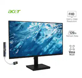 Acer - Vero V7 V277 Gbmipx 27" FHD IPS Monitor, Anti-Glare, VESA Mount (100mm), HDMI, VGA & DKZ Hub, (UM.HV7AA.G07) - Black