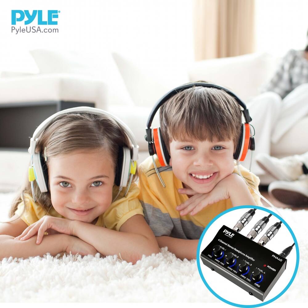 PYLE  
PyleUSA.com  

4 Channel Stereo Headphone Amplifier  
PHASO MINI  

POWER  
MIN  
VEL  
EL  
HAX  
MIN  
HROE