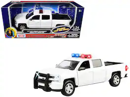 2017 Chevrolet Silverado 1500 LT Z71 Crew Cab Pickup Truck White with Lights and Sounds 1/27 Model Car by Motormax