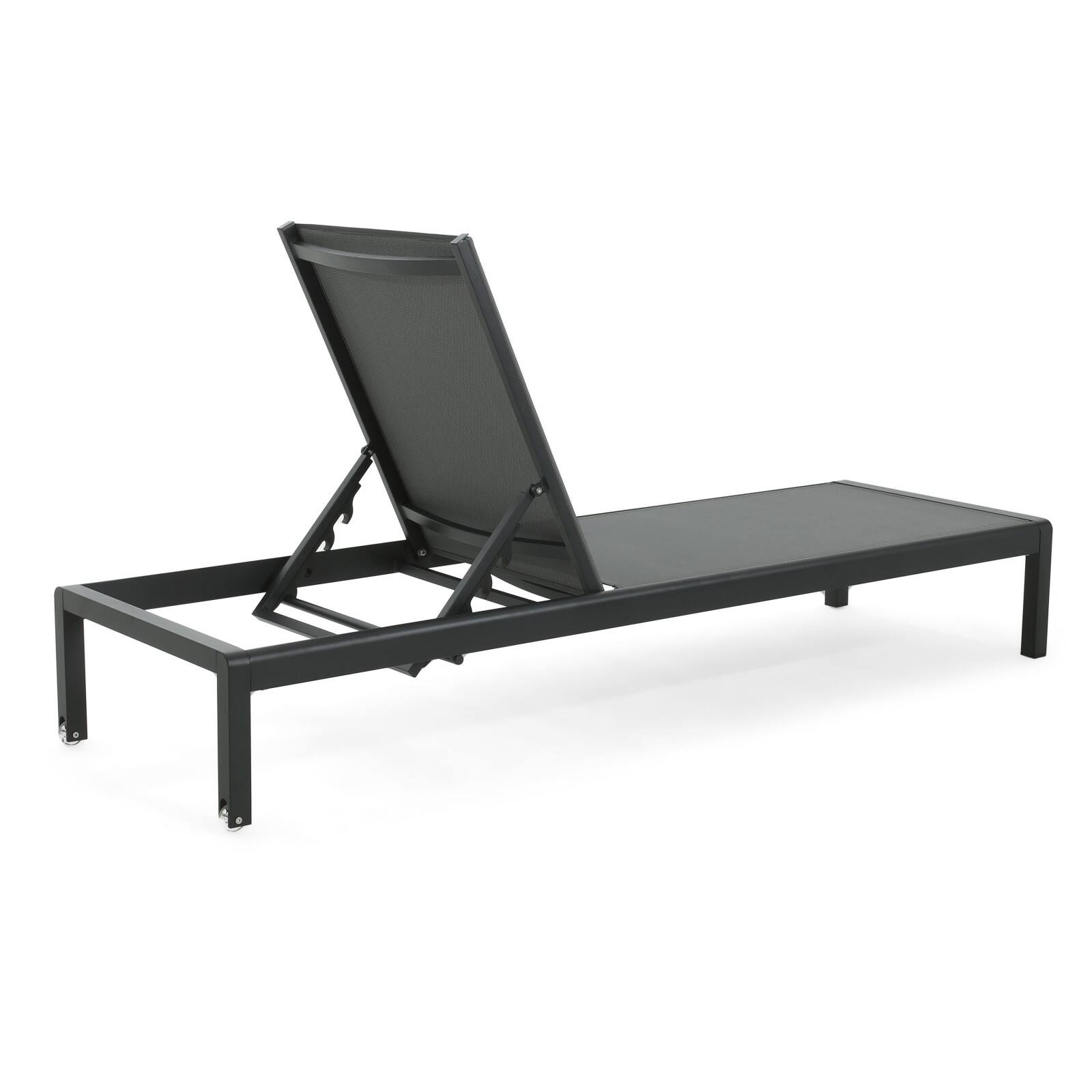 Alt View 5. Ecooso - Set of 2 Adjustable Mesh Chaise Lounges with Aluminum Frame, 4-Position Backrest, and Wheels for Easy Mobility - Black+ Gray.