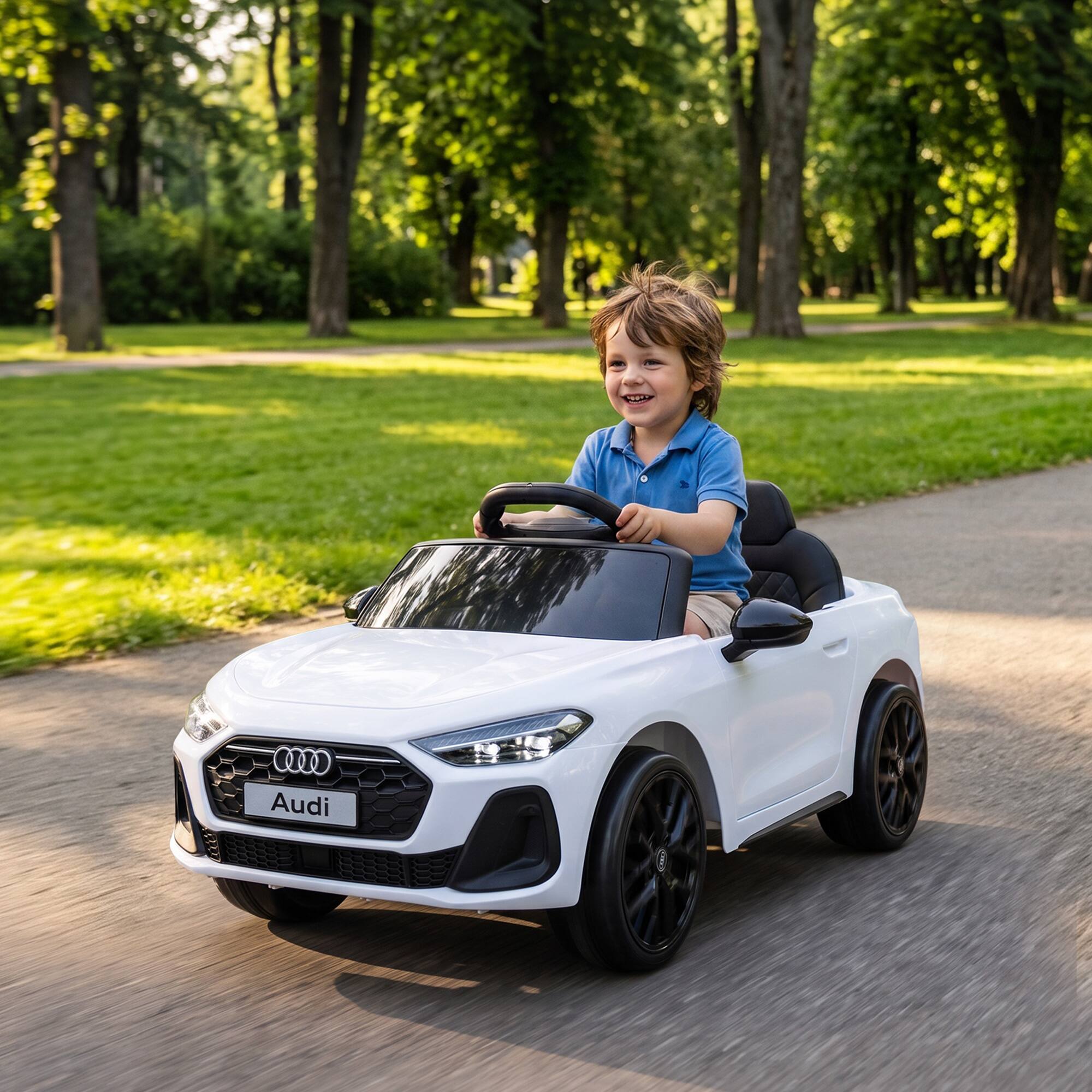 Alt View 1. Qaba - A5L Licensed Electric Ride on Car for Kids 3-6 with Remote Control Dual Motors 4-Wheel Suspension Music - White.