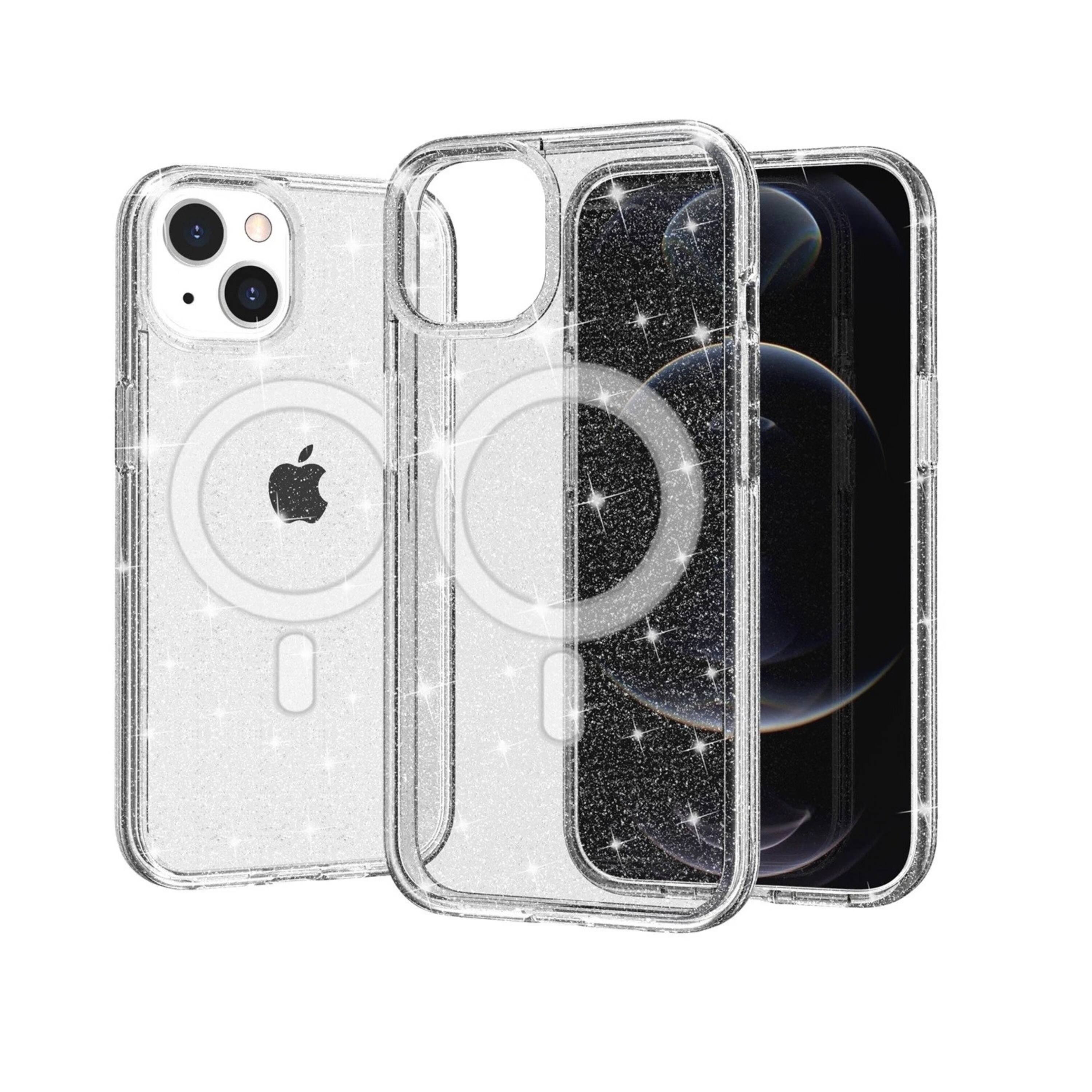 Front. Kitcheniva - Glitter Translucent Shockproof Phone Case With 2 Tempered Glass For iPhone 15 Plus Clear - Clear.