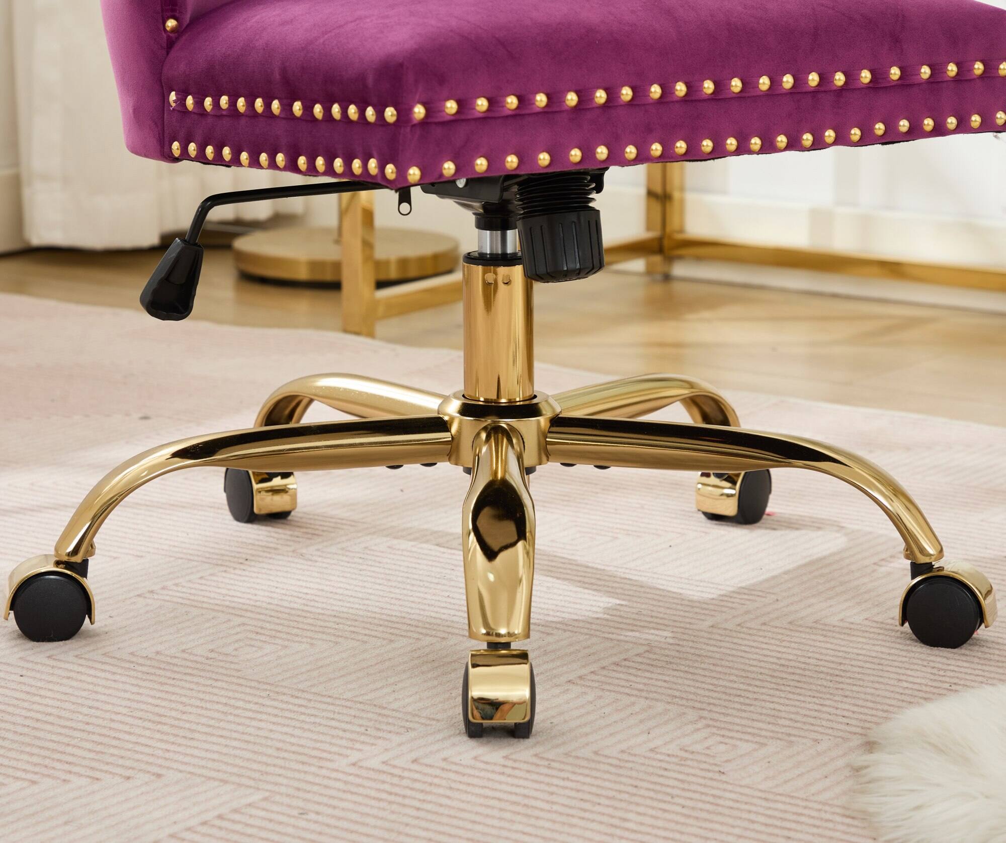 Alt View 2. Spaco - Spaco Office Chair, Executive Chair with Modern Chenille, Tufted Button, Chrome Base, Adjustable Swivel, for Home Office - Purple.