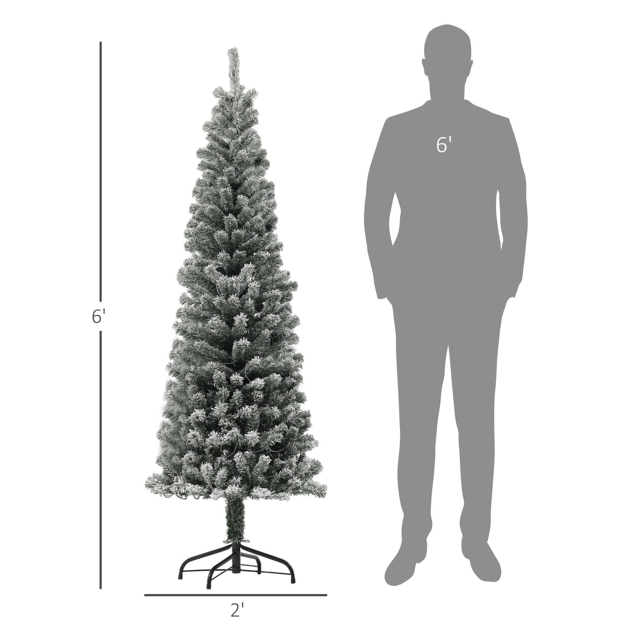 Left. BreeBe - 6 ft Pre-Lit Pencil Christmas Tree - Green.