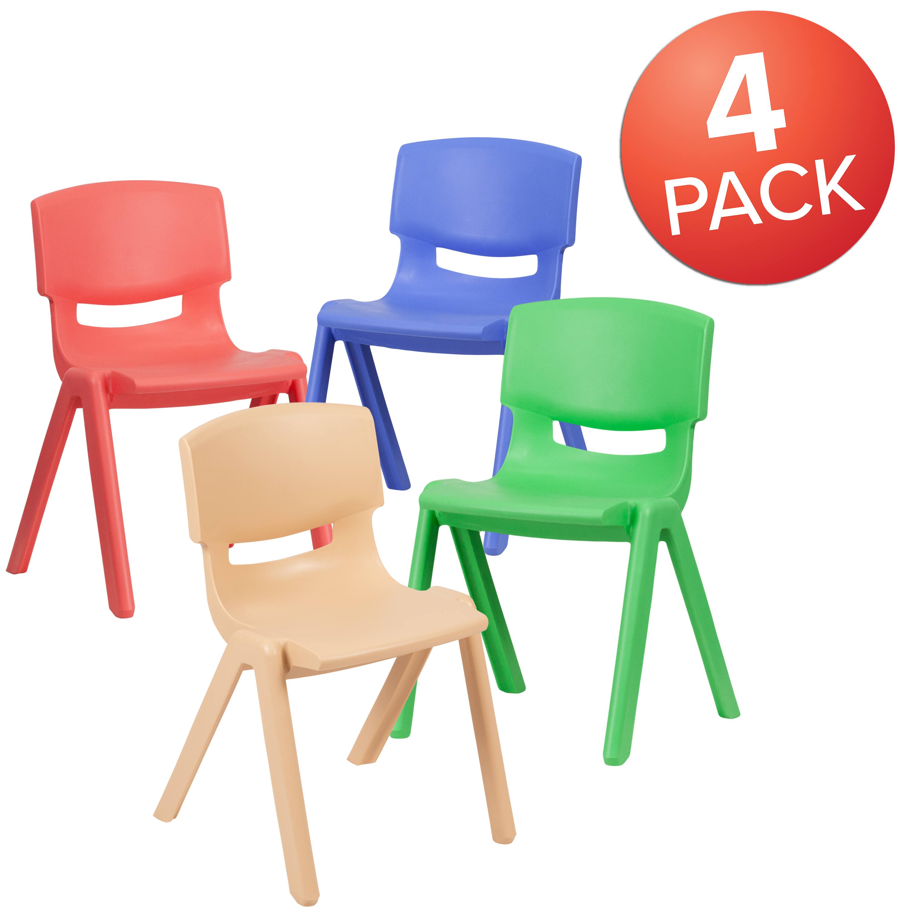 Alt View 1. Emma + Oliver - 4 Pack Plastic Stackable K-2 School Chair with 13.25"H Seat - Assorted.