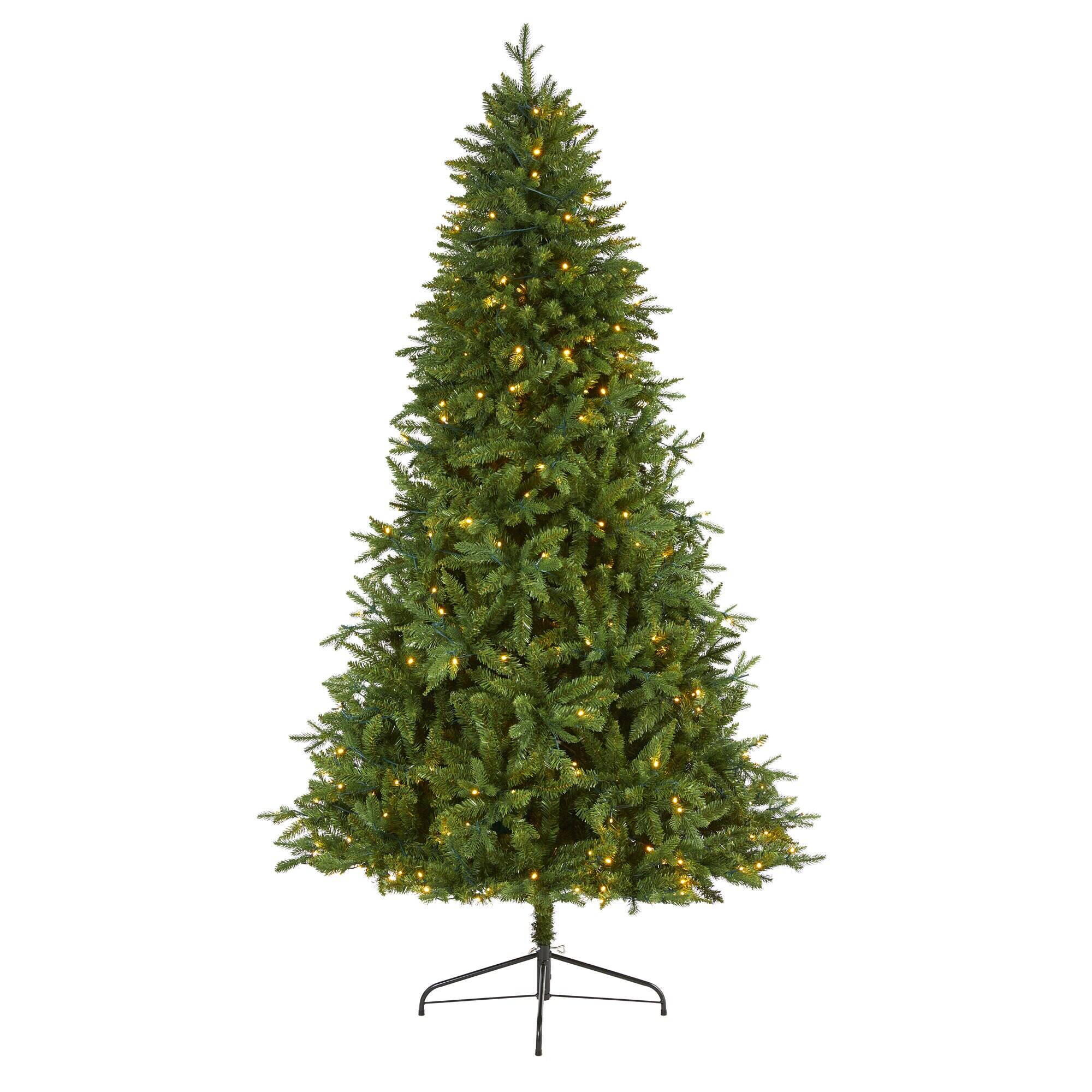 Front. BreeBe - 7' New Hampshire Fir Christmas Tree w/450 LED 1682 Tips - Green.