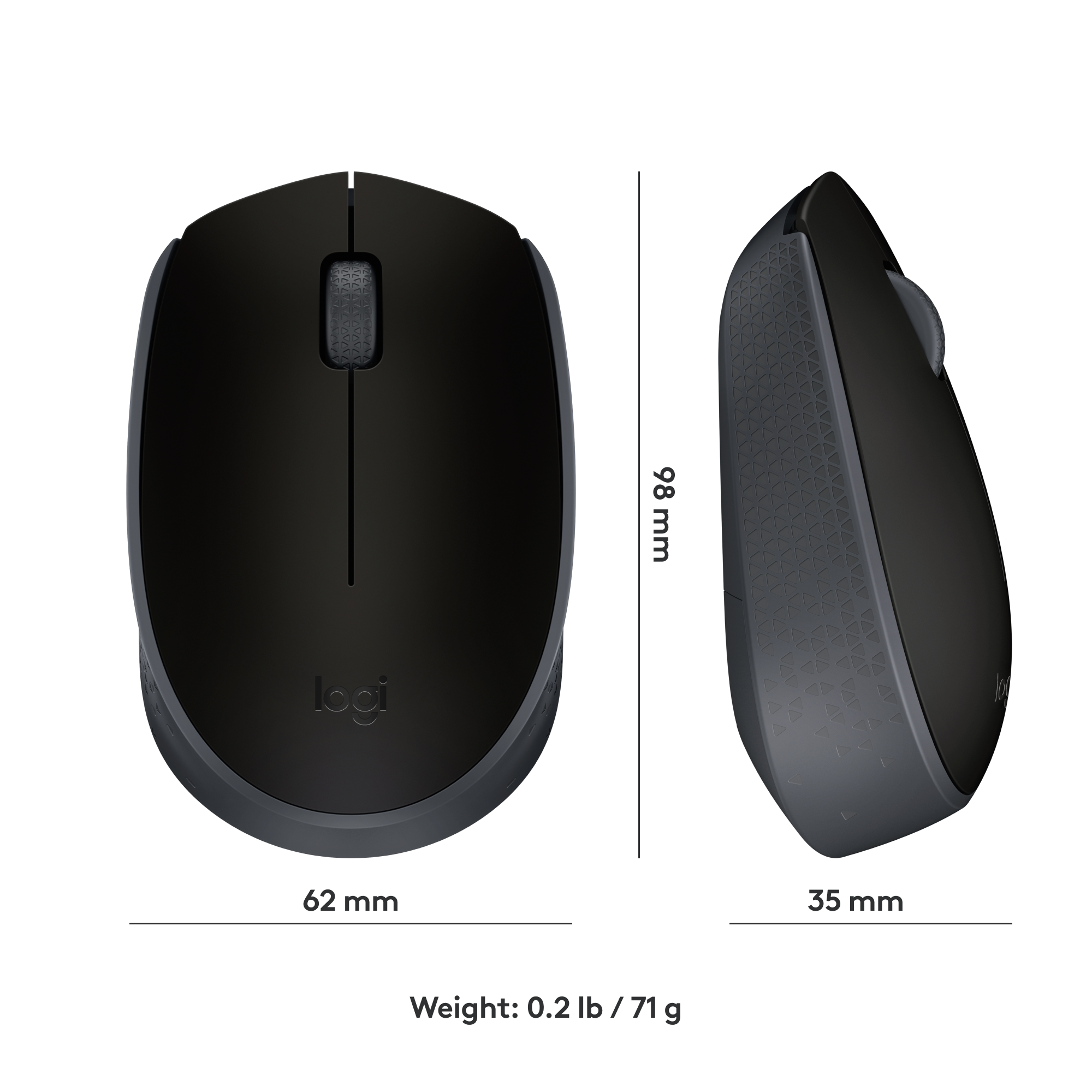 Logitech M170 Wireless Compact Optical Ambidextrous Mouse Black 910 ...