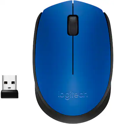 Front. Logitech - M170 Wireless Compact Optical Ambidextrous Mouse - Blue.
