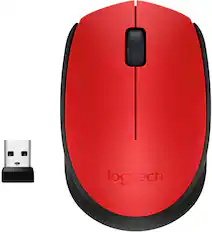 Front. Logitech - M170 Wireless Compact Optical Ambidextrous Mouse - Red.