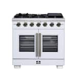 Forno Appliances - Capriasca 5.36 Cu. Ft. Freestanding Gas Convection Range with French Doors and Rotisserie Air Fryer - White