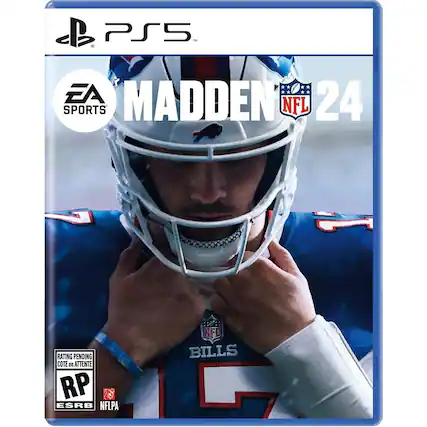 PS5 - EA Sports Madden NFL 24
Rating Pending (RP)
Cote en Attente
ESRB
NFLPA
NFL Bills - T (Teen 13+)