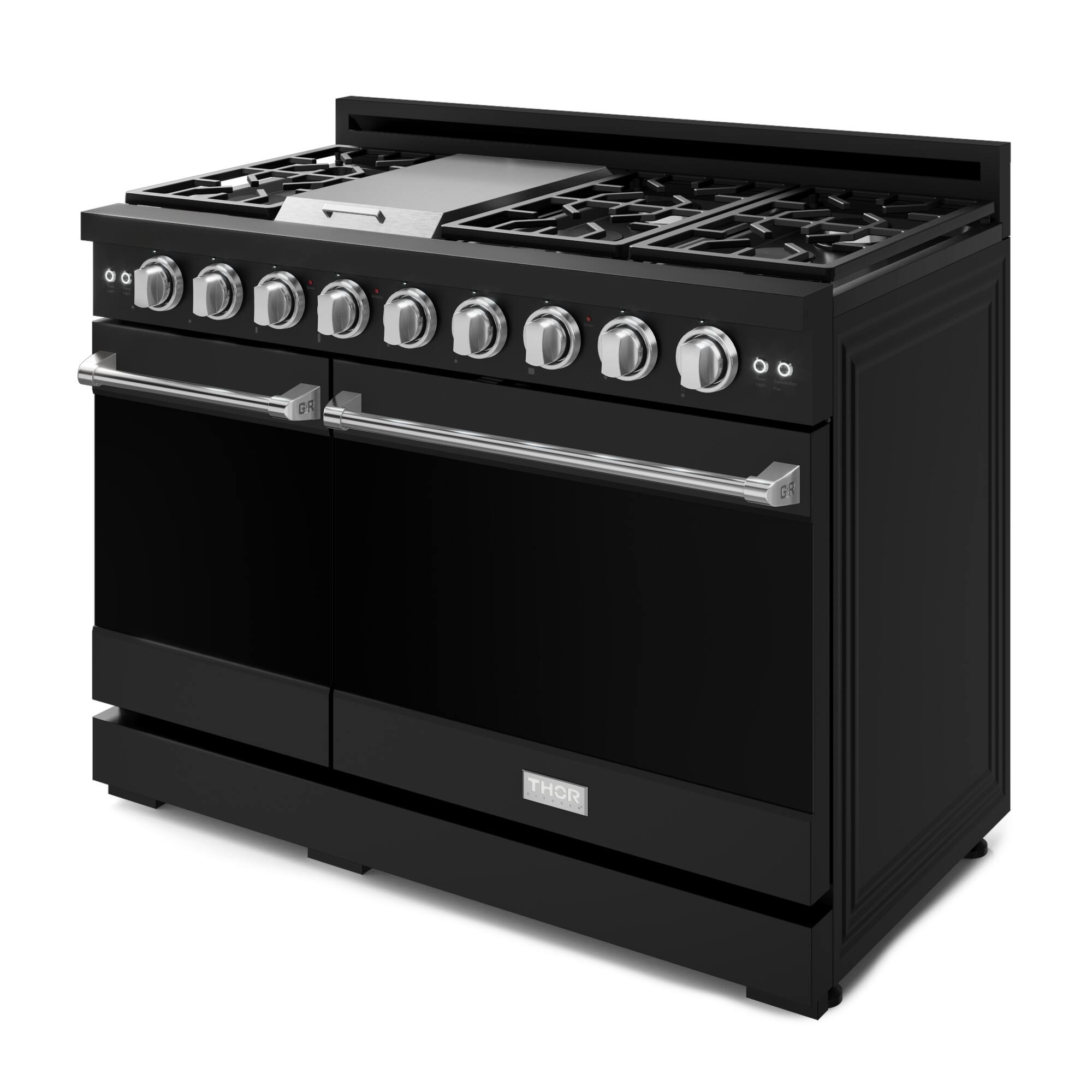 Angle. Thor Kitchen - Gordon Ramsay Series by Thor Kitchen 6.8 Cu. Ft Freestanding Gas Range with Stainless Steel Hardware - Black.