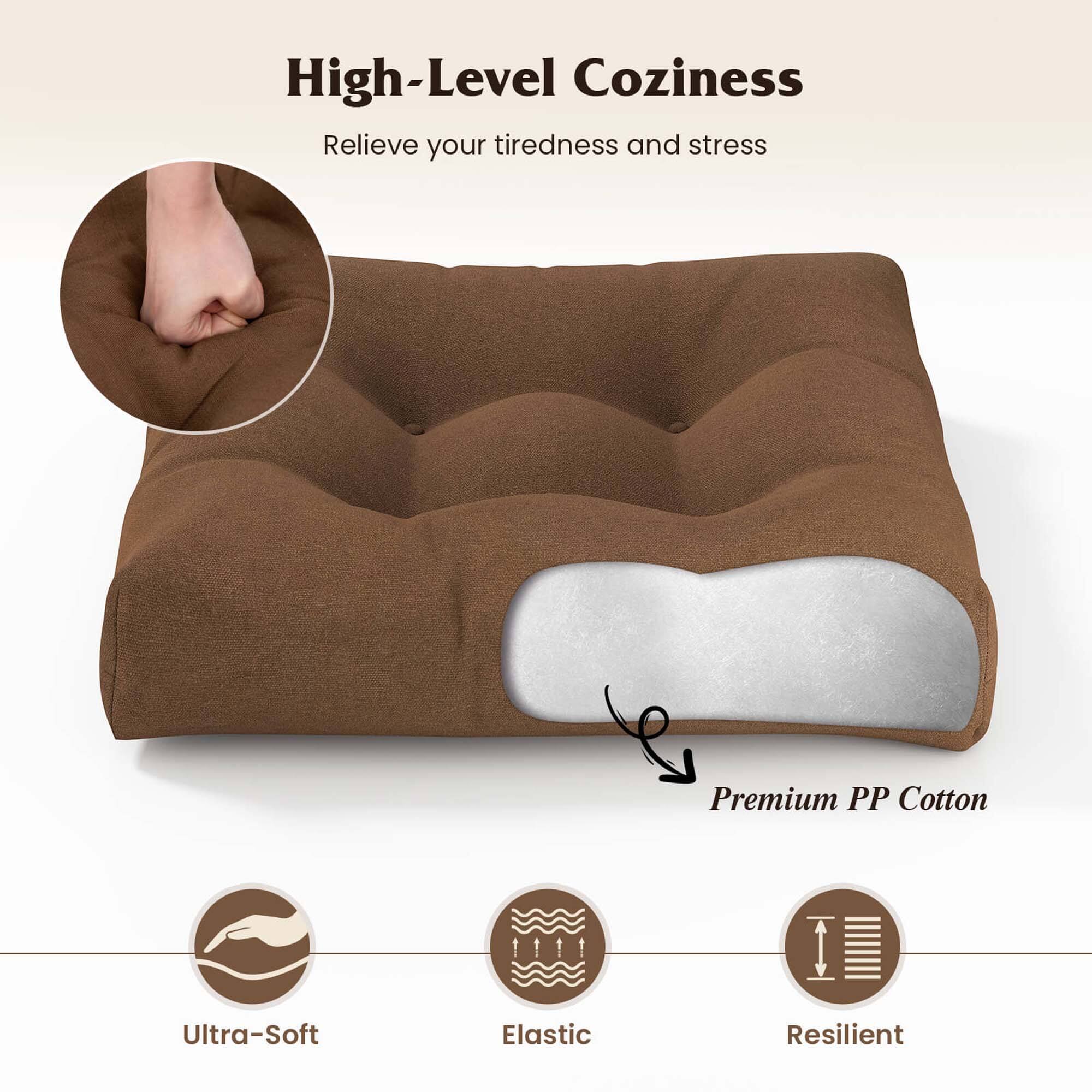 High-Level Coziness  
Relieve your tiredness and stress  

Premium PP Cotton  

Ultra-Soft  
Elastic  
Resilient